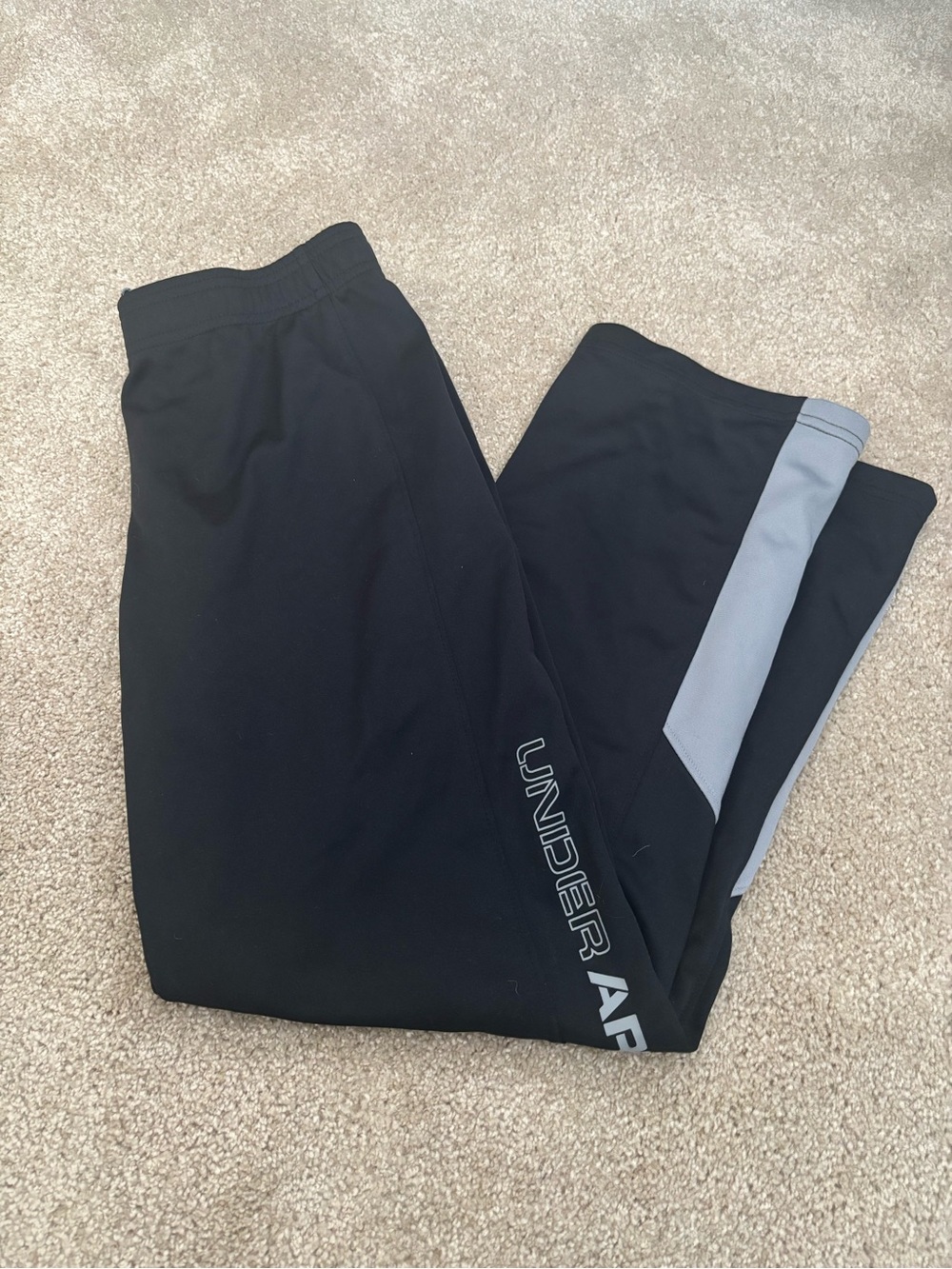 Boy’s Under Armour Black Joggers with Gray Side Panels
